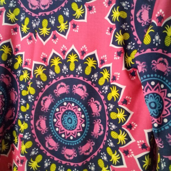 Simply Southern Blouse Tunic Women S 3/4 Sleeve Asymmetrical Hem Pineapple Crabs - Picture 10 of 15